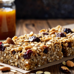 Homemade Energy Bars**

"Close-up shot of freshly made energy bars with visible oats, nuts, and dried fruits. A rustic wooden table provides the background, with a blurred jar of honey nearby.  The scene is warm and inviting, emphasizing healthy eating and homemade goodness.  Fully clothed subject (no people present). Safe for work. Appropriate content. Professional product photography. Perfect composition. Natural lighting. High resolution."

**