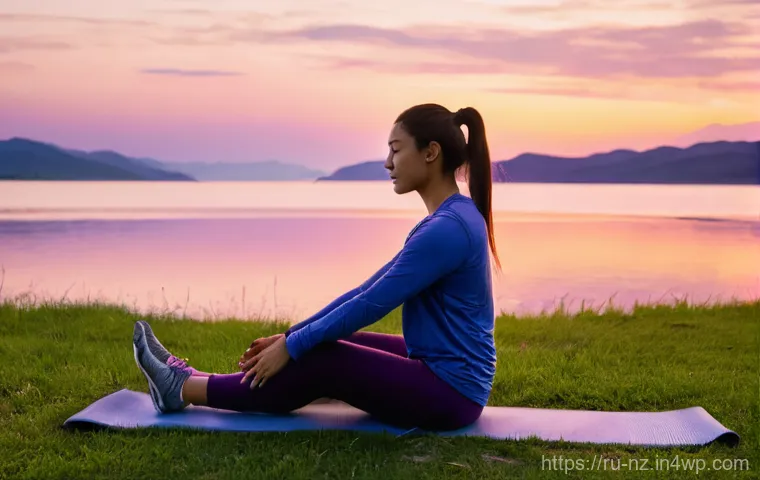 장거리 하이킹을 위한 체력 훈련 프로그램 - **Prompt 2: Outdoor Functional Strength Training**
    "A wide-angle, slightly low-angle shot of a d...