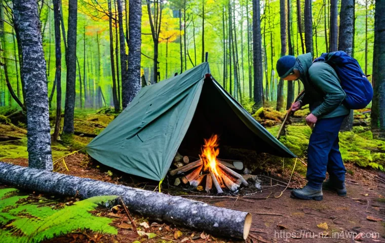 하이킹 중 일어날 수 있는 기상 변화와 대응 전략 - Resilient Hiker Battling the Elements in the Khibiny Mountains**

A determined, adult hiker, fully c...