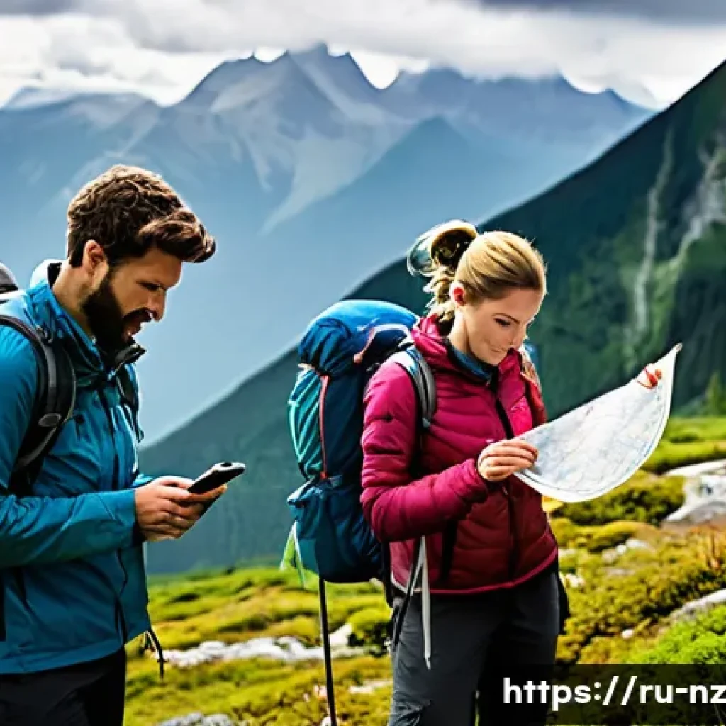 장거리 하이킹 중 필요한 기본 용품 체크리스트 - **Prompt 1: Navigating the Wilderness with Traditional Tools and Modern Aids**
    "A group of three...